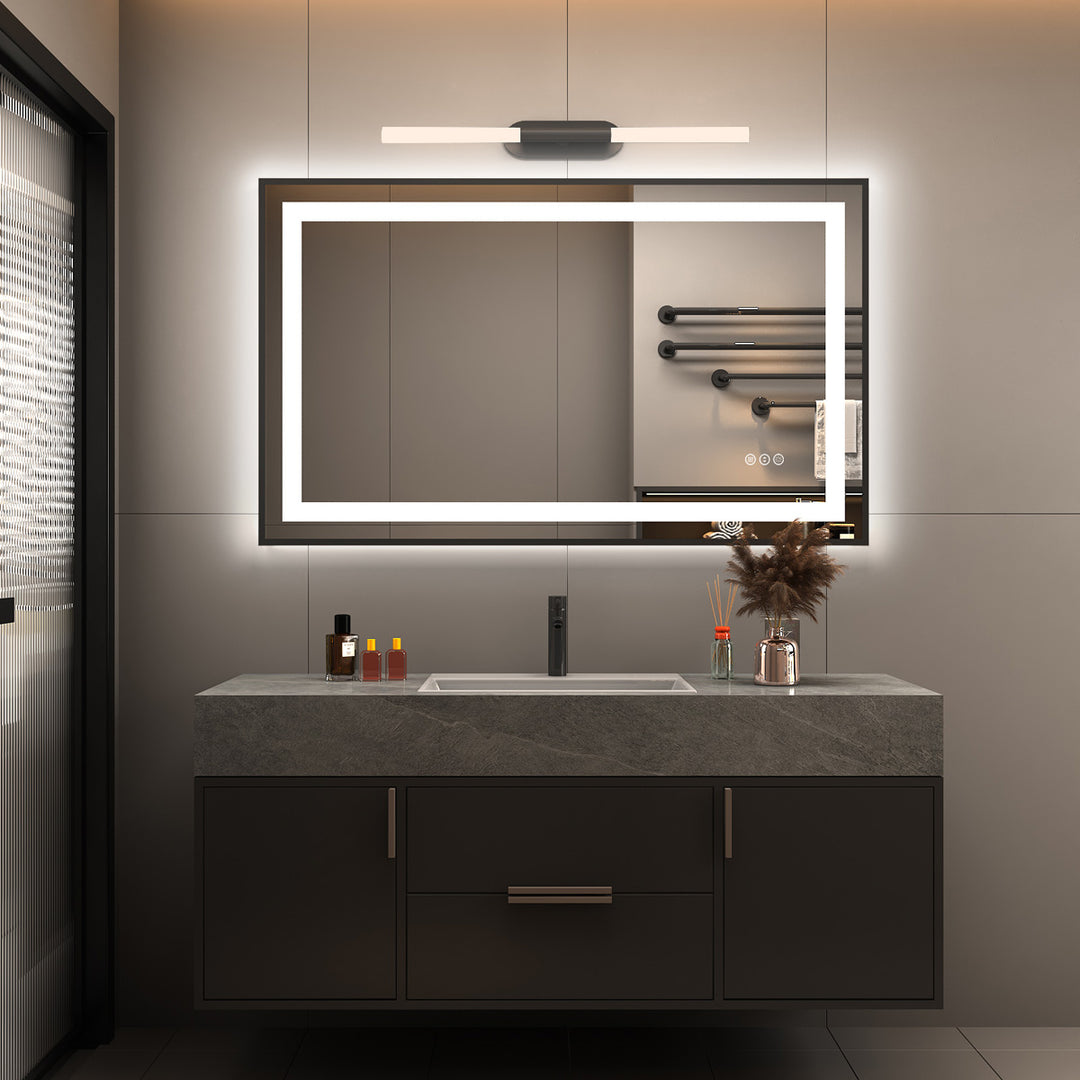 LumiTrack – Smart Memory LED Mirror with Black Frame