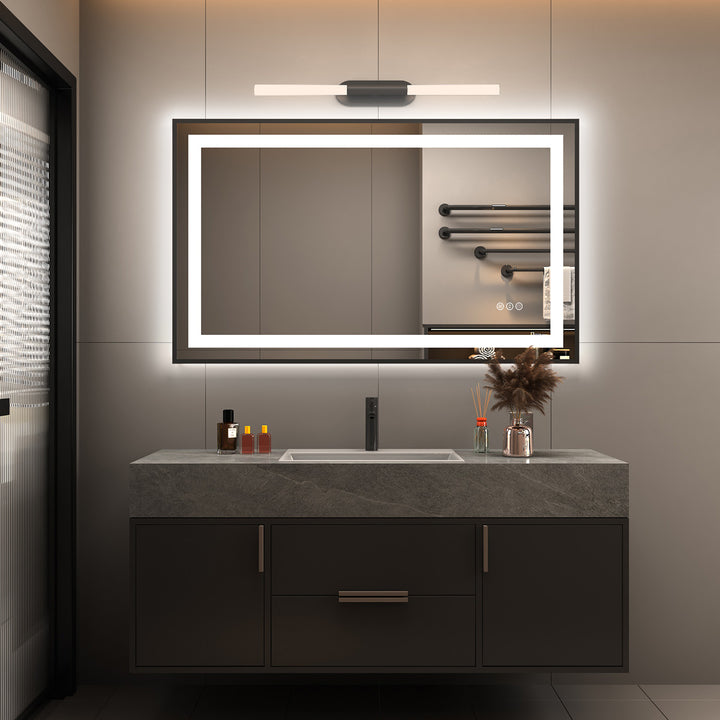 LumiTrack – Smart Memory LED Mirror with Black Frame